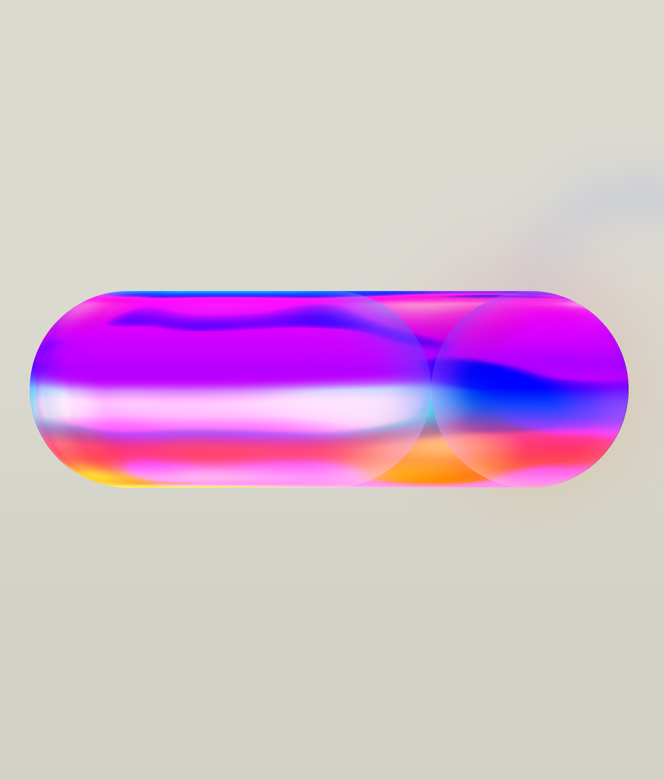 A luminous magenta and blue lozenge suspended in a pale vertical field
