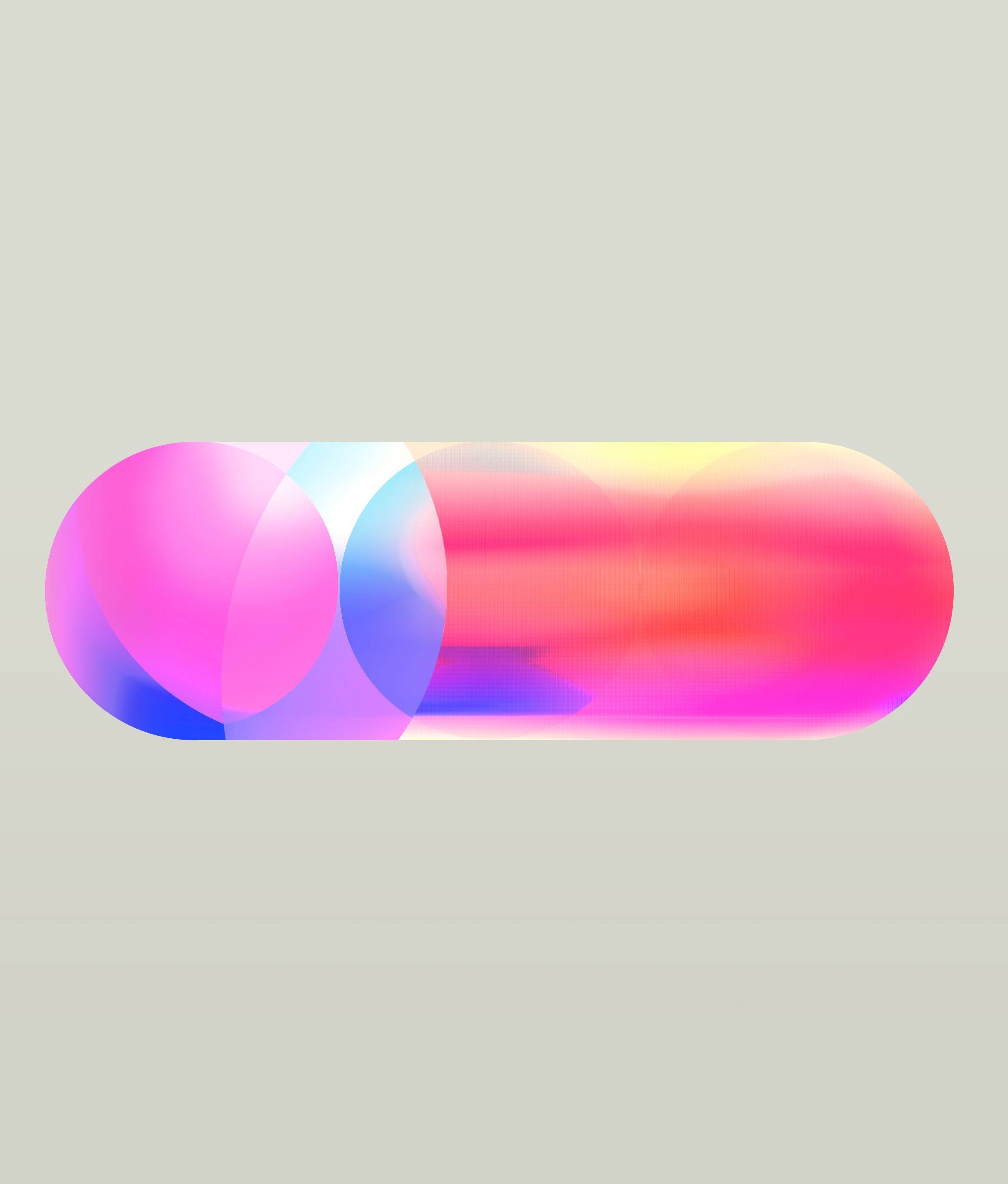 A pale magenta and blue lozenge moving through translucent circular layers