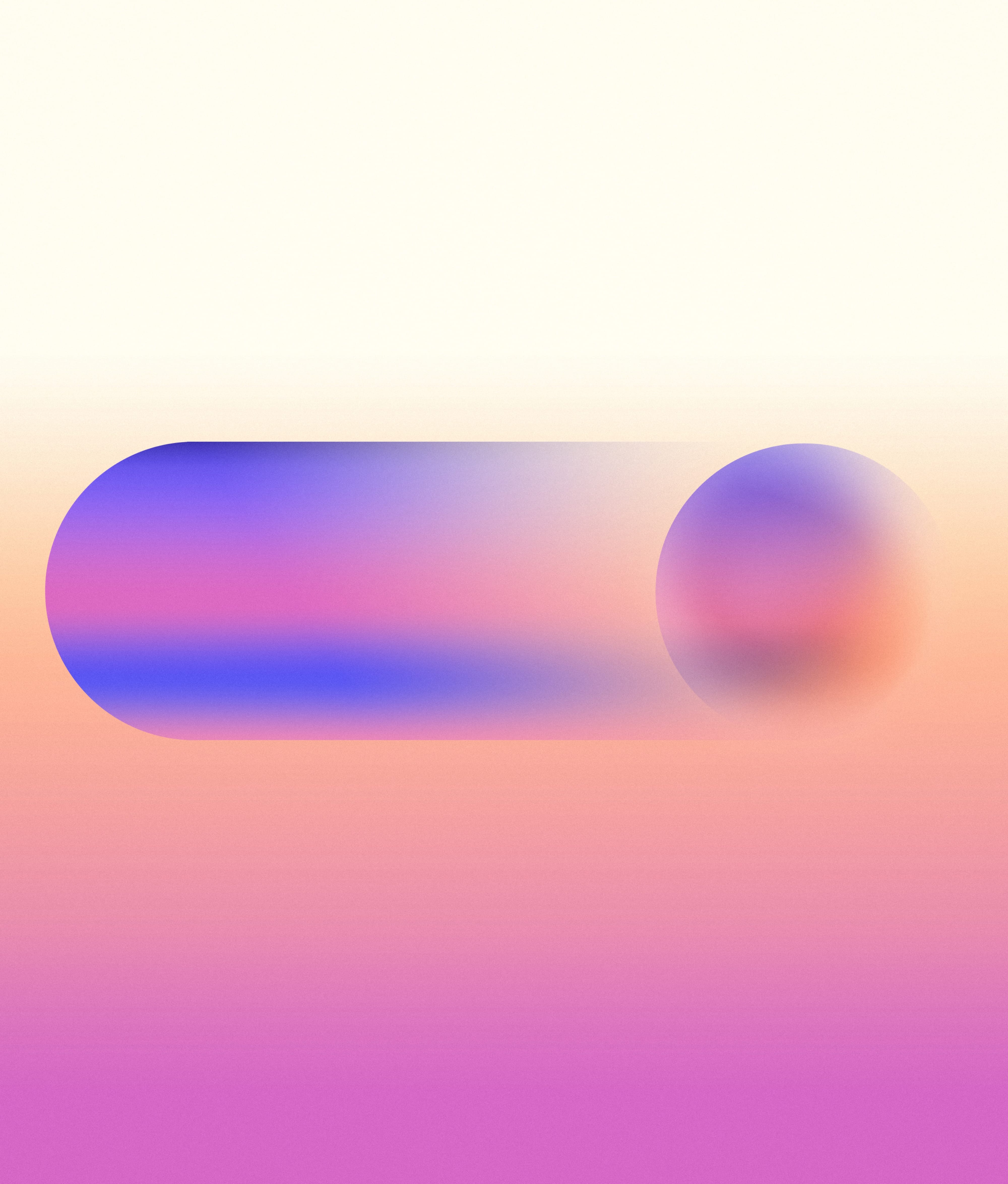 A translucent blue and pink lozenge set within a vertical field of warm atmospheric colour
