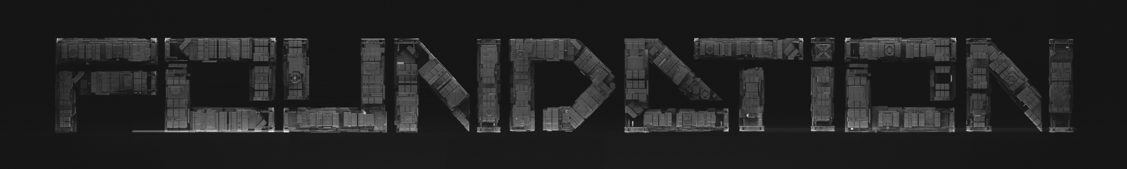 FOUNDATION constructed as a dark three-dimensional modular wordmark