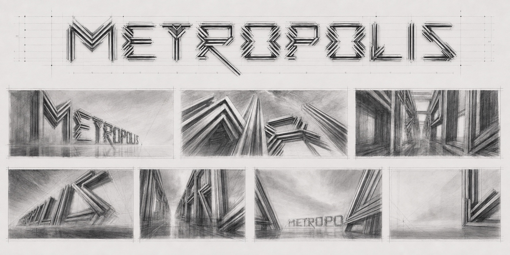 METROPOLIS construction sheet with architectural perspective routes and urban environments