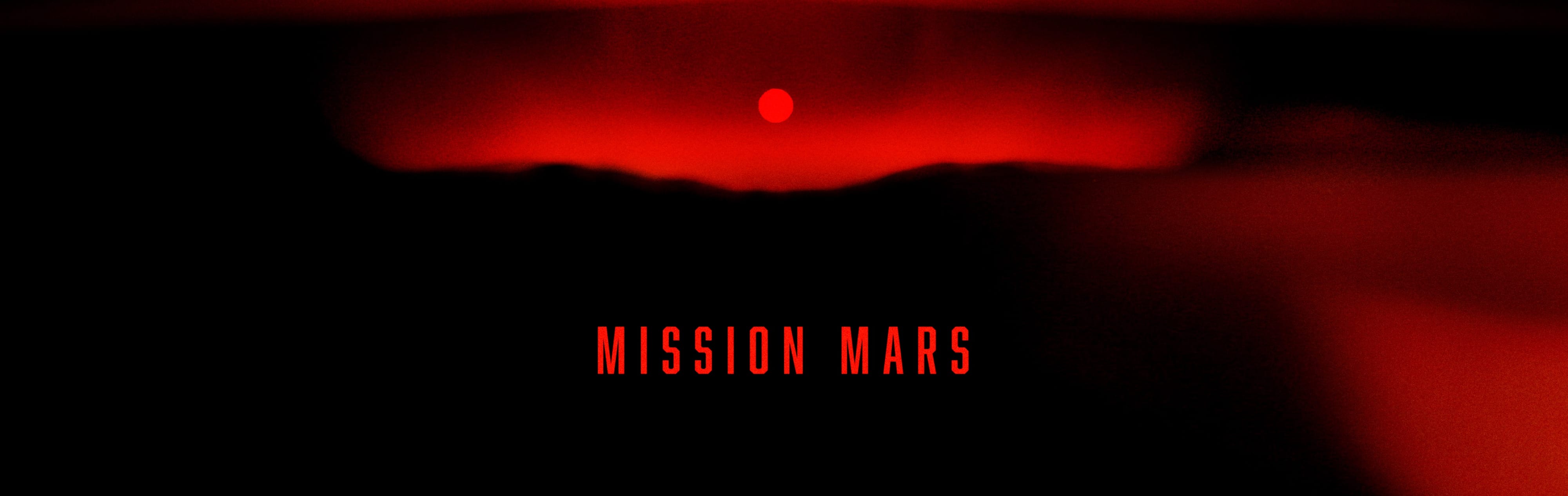 Mission Mars title held above a red planetary horizon on black